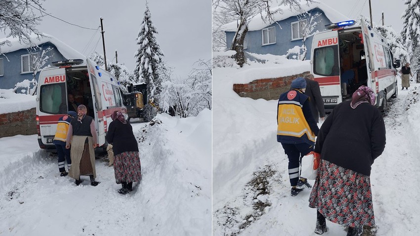 Trabzon'da etkili olan kar yağışının ardından yollar kapandı. Karla mücadele ekipleri, acil hastalar için seferber oldu