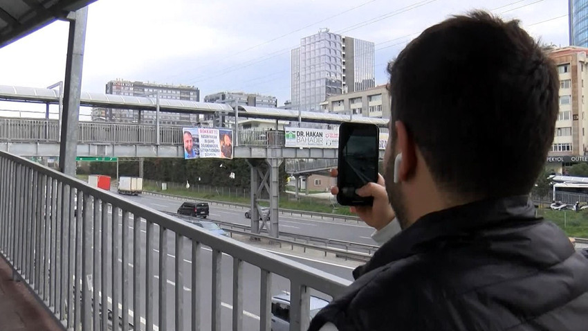 Bahçelievler'de trajikomik pankart! Görenlerin kimi uzun uzun baktı, kimi de fotoğrafını çekti