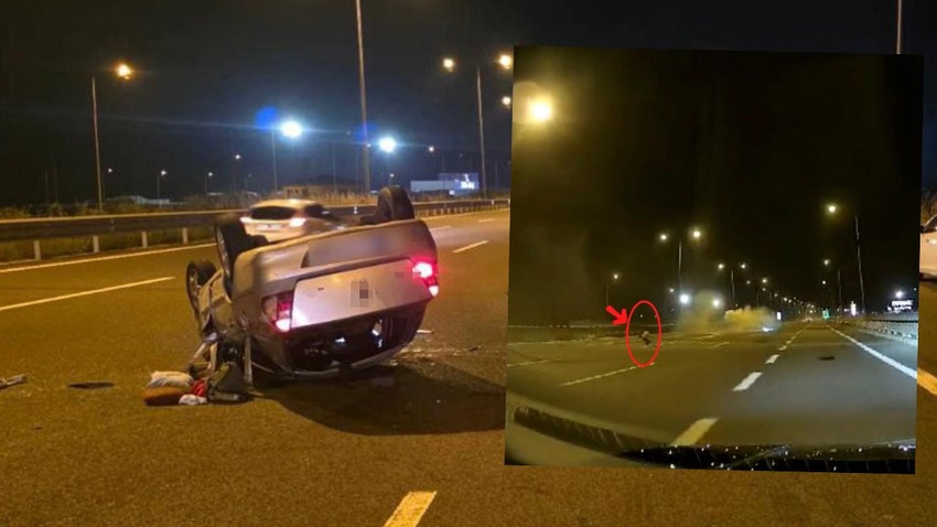 Sakarya'da feci kaza! Küçük çocuk taklalar atan otomobilden yola fırladı: O anlar kamerada