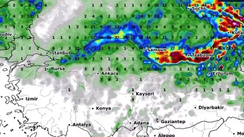 Sakarya, Düzce, Zonguldak, Bartın, Kastamonu, Sinop, Samsun, Ordu, Giresun, Trabzon, Rize ve Artvin'e pazar uyarısı
