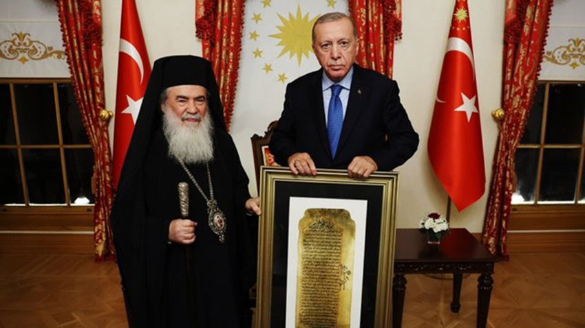 Erdoğan, Kudüs Rum Ortodoks Patriği Giannopoulos'u kabul etti