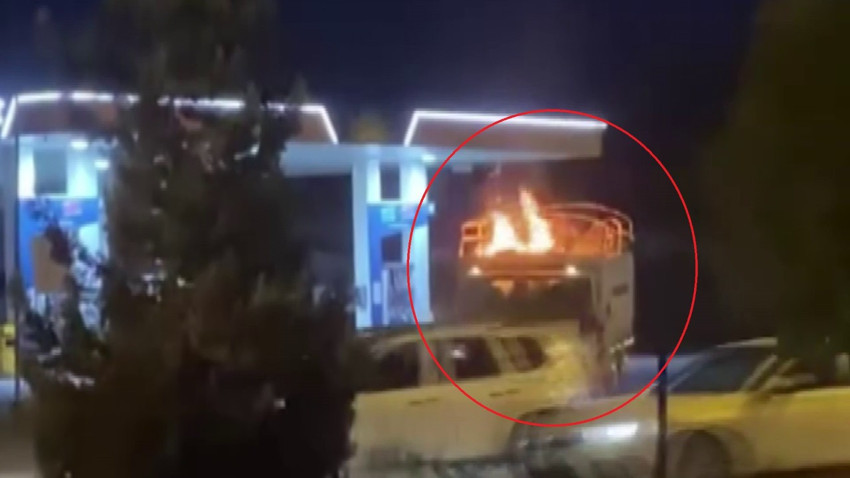 Seyir halindeyken yandı! Akaryakıt istasyonuna girdi! Facianın eşiğinden dönüldü