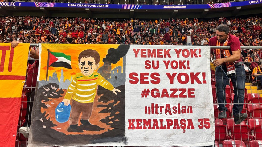 Galatasaray taraftarı Filistin'i unutmadı!