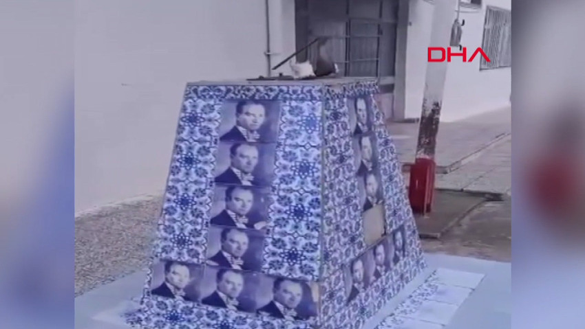 Okul bahçesindeki Atatürk büstüne çirkin saldırı - Resim : 1