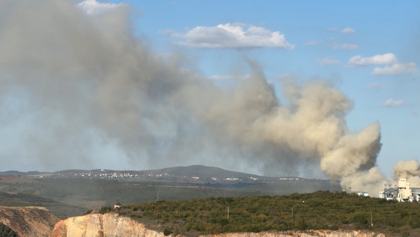 Fabrika bahçesinde korkutan yangın! Dumanlar gökyüzüne ulaştı - Resim : 1