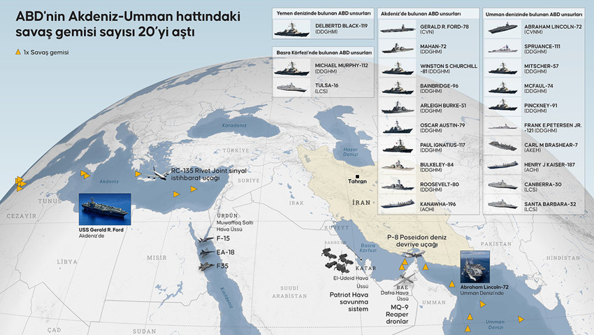 ABD donanması alarm durumunda! Üç denizde 23 savaş gemisi konuşlandı - Resim : 1