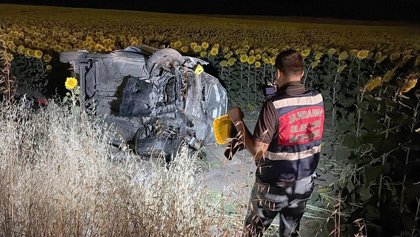 Araç yoldan çıktı! Ayçiçeği tarlasında durabildi! Çok sayıda yaralı - Resim : 2