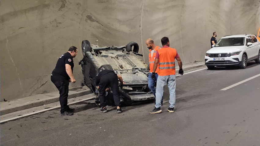 Zonguldak’ta nefes kesen kaza! Tünelde takla attı - Resim : 1