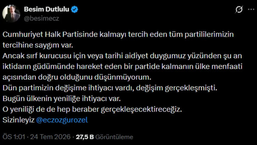 Yeni Parti'ye CHP'den geçen ilk Büyükşehir Belediyesi belli oldu! 'Sizinleyiz Özgür Özel' diyerek paylaştı - Resim : 3