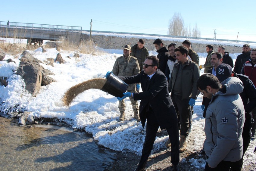 Van'da soğuk ve sert geçen kış aylarında onları unutmadılar. Kaz Gölü Sulak Alanı'na giden ekip, karlı araziye yaban hayvanları için 600 kilo yem bıraktı - Resim : 1