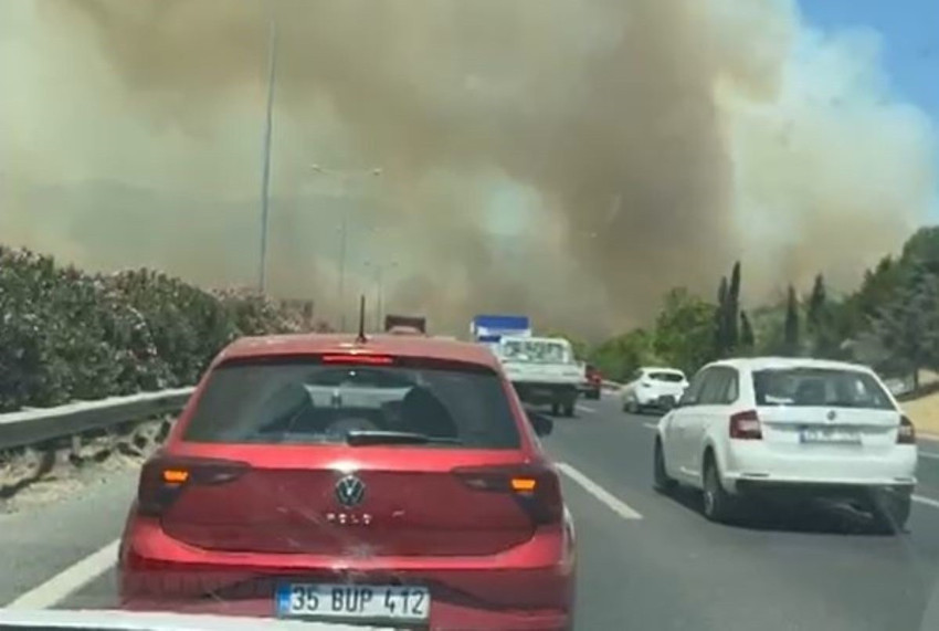 Manisa'da orman yangını! Alevler İzmir-İstanbul Otoyolu'na ulaştı, ulaşım durdu - Resim : 1