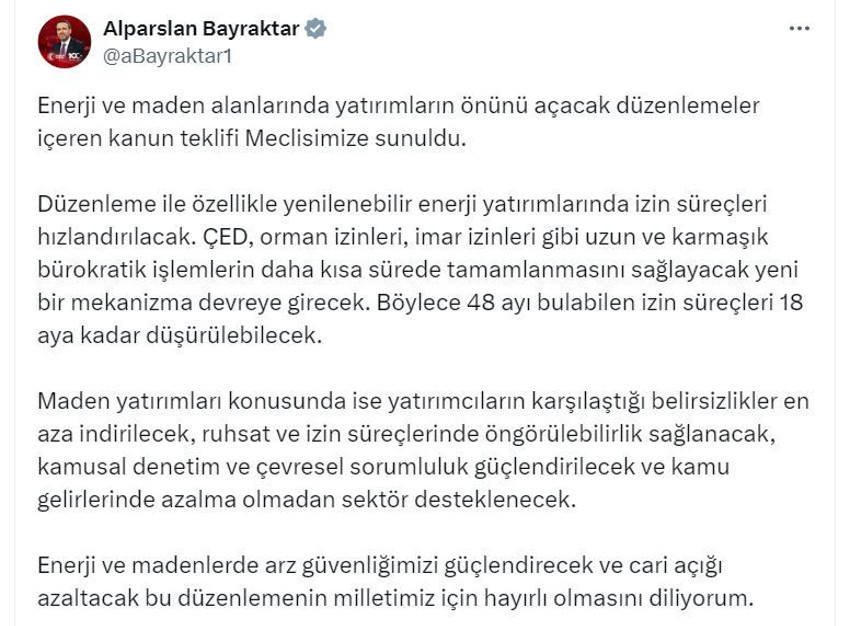 Enerji ve maden alanlarına yönelik kanun teklifi TBMM'de! - Resim : 1