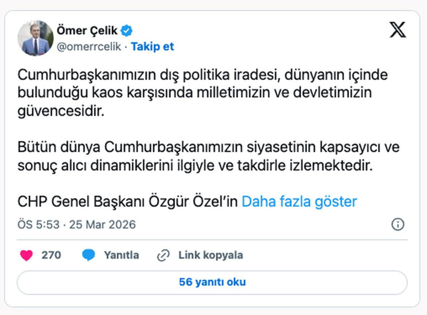 AK Parti Sözcüsü Ömer Çelik'ten Özgür Özel'e sert tepki - Resim : 1