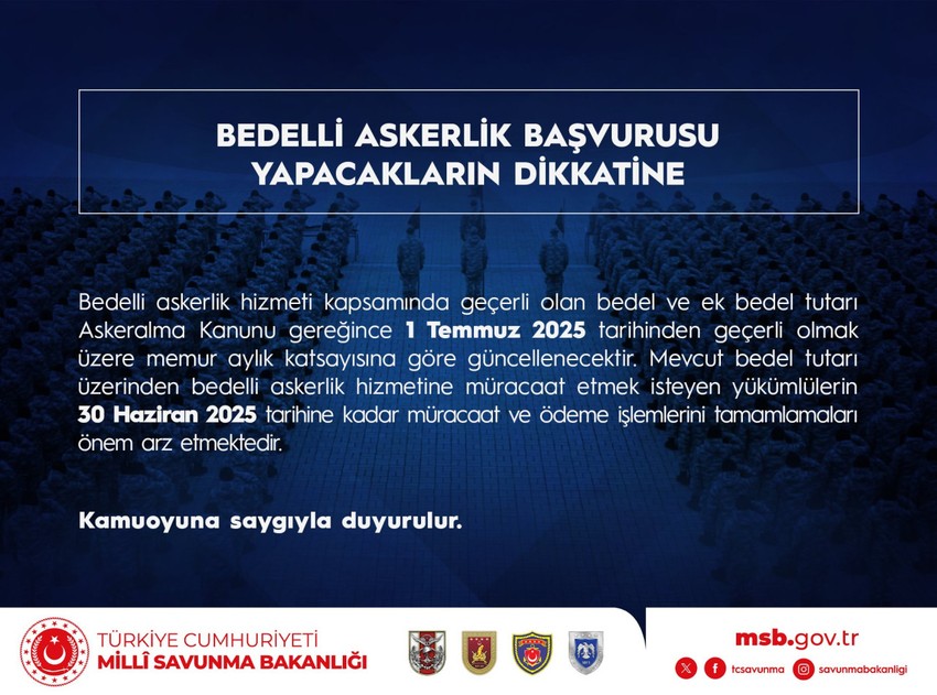 Bedelli askerlik yapacakları ilgilendiriyor! MSB duyurdu: Ücret yeniden belirlenecek - Resim : 1