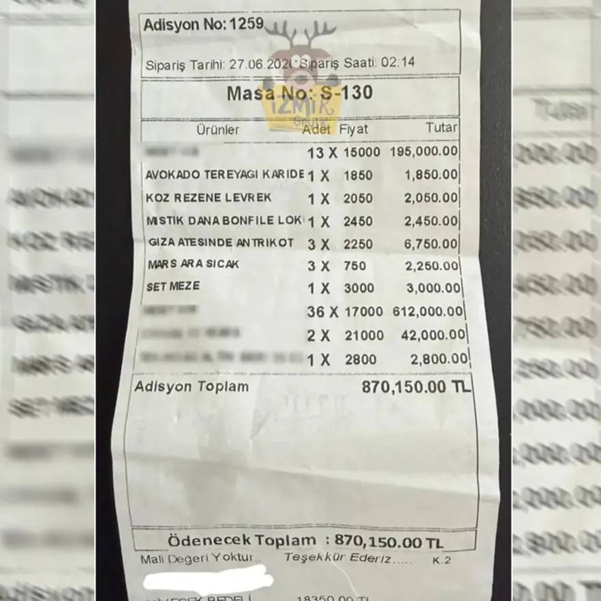 Mekan sahibi açıklama yapmak zorunda kaldı! 870 bin TL’lik hesap ortalığı karıştırdı - Resim : 1