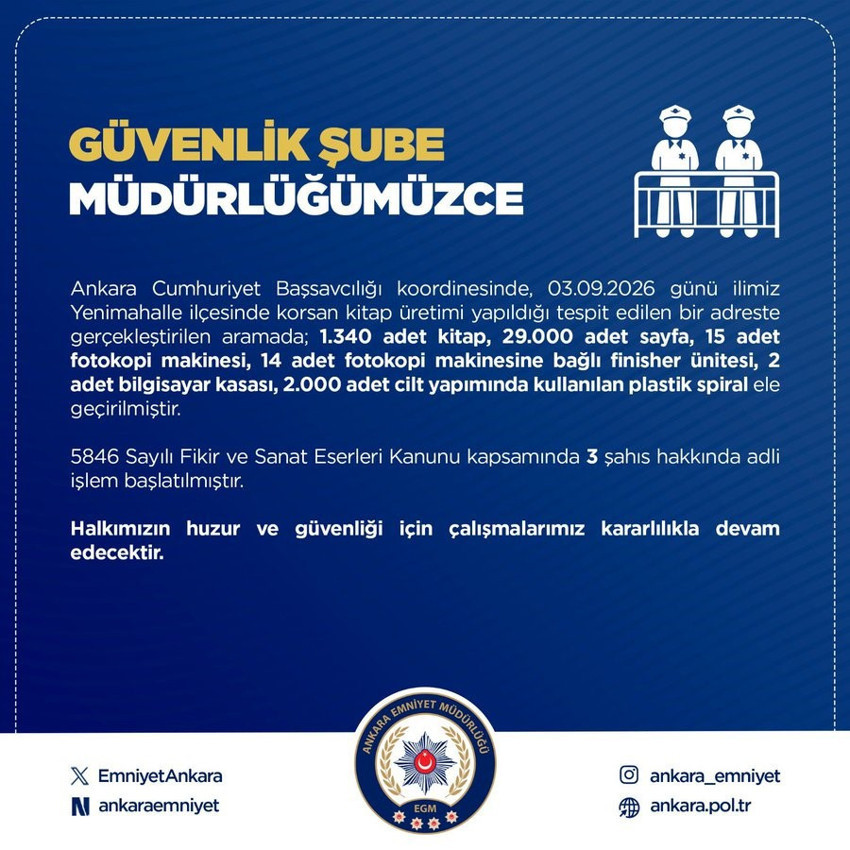 Ankara'da korsan kitap operasyonu! &Ccedil;ok sayıda materyal ele ge&ccedil;irildi - Resim : 1