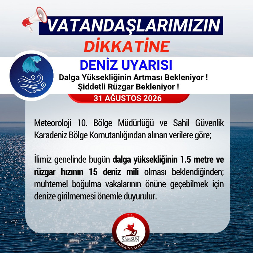 Samsun'da 'denize girmeyin' uyarısı - Resim : 1
