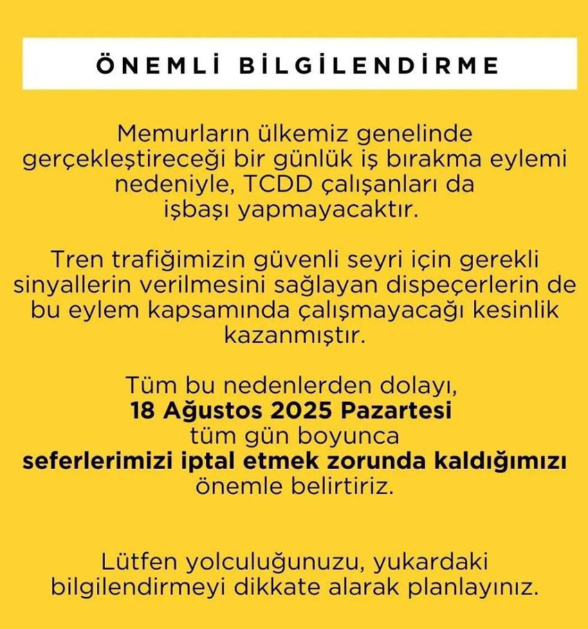 Memurlar bugün greve gidiyor! İlk haber İZBAN'dan geldi: Tüm seferler iptal edildi - Resim : 3
