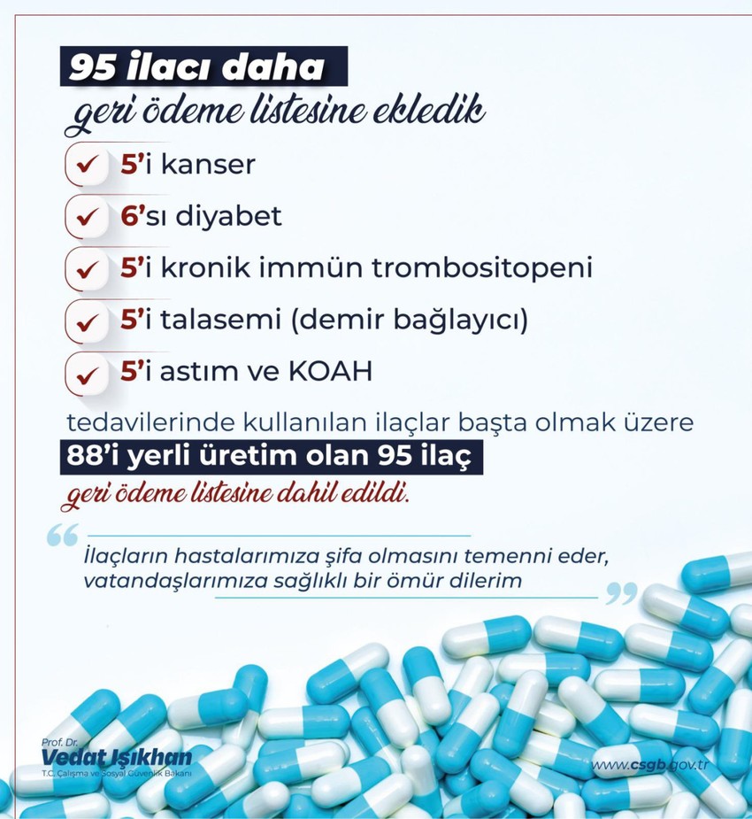 Bakan Işıkhan açıkladı! 95 ilaç geri ödeme listesine alındı - Resim : 1