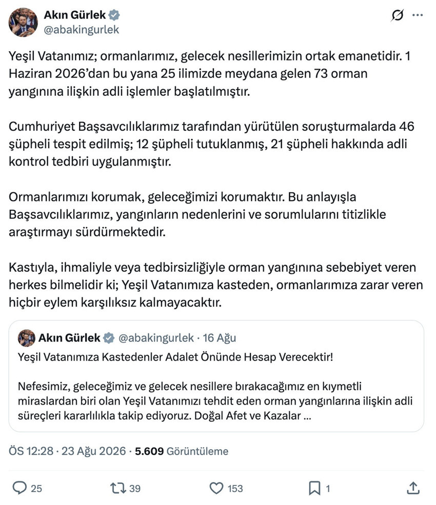 Yeşil Vatan’a zarar verenlere adli takip! Adalet Bakanı Gürlek açıkladı: 12 tutuklama - Resim : 2
