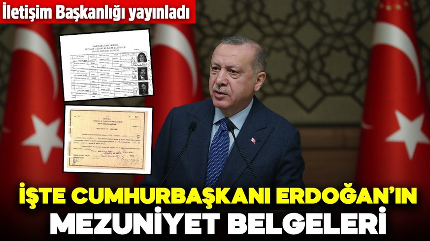 İletişim Başkanlığı yayınladı: İşte Cumhurbaşkanı Erdoğan'ın mezuniyet belgeleri