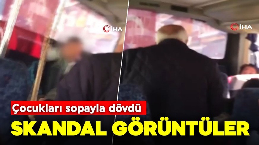 Öğrenci servisinde skandal görüntüler! Çocukları sopayla dövdü