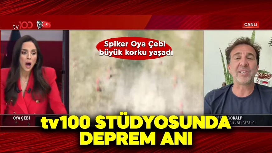 tv100 stüdyosunda 6.2'lik deprem anı! Haber spikeri Oya Çebi büyük bir korku yaşadı