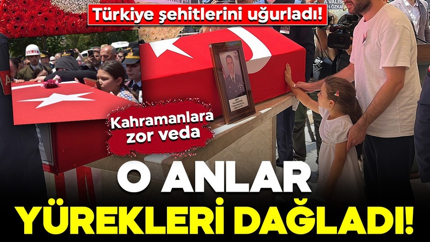 Kahramanlara zor veda: Türkiye şehitlerini uğurladı! Cenazede yürek yakan anlar