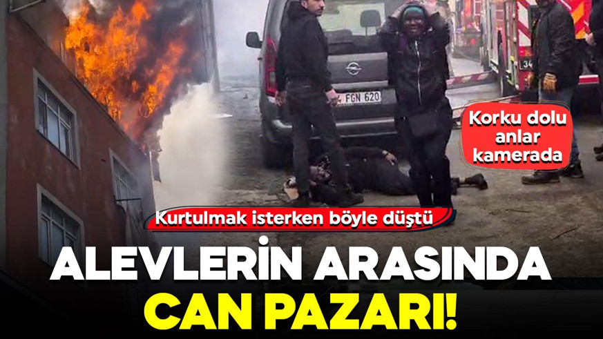 Alevlerin arasında can pazarı! Kurtulmak isterken böyle düştü: Korku dolu anlar kamerada
