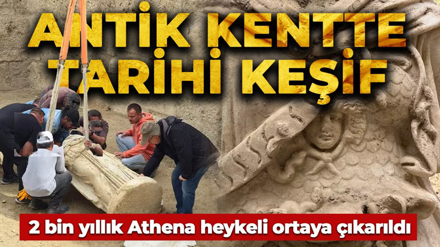 Denizli'de antik kentte tarihi keşif: 2 metrelik Athena heykeli ortaya çıkartıldı