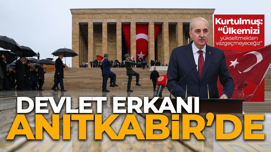 Devlet Erkanı Anıtkabir'de! Kurtulmuş ve beraberindeki heyet Ata'nın huzurunda