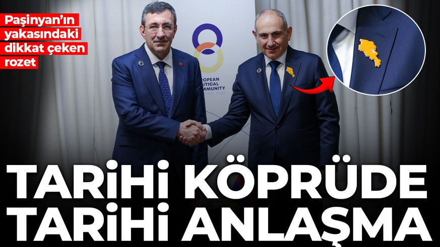 Tarihi köprüde tarihi anlaşma: Paşinyan'ın yakasındaki dikkat çeken rozet
