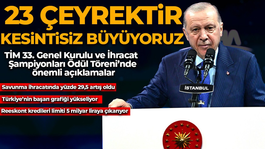 Cumhurbaşkanı Erdoğan'dan önemli açıklamalar: Reeskont kredileri limitini 5 milyar liraya çıkarıyoruz