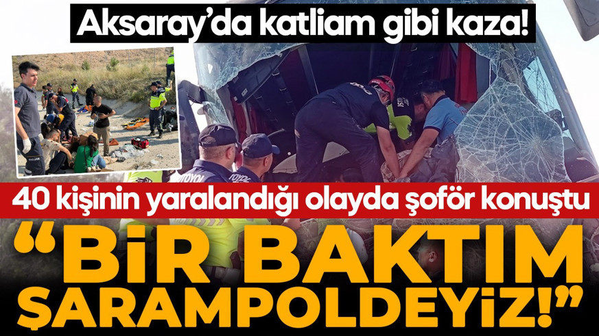 Aksaray'da otobanda korku dolu anlar! Otobüs yoldan çıktı! Çok sayıda yaralı var