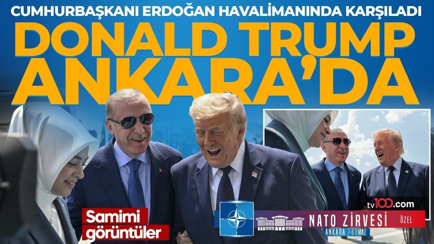 Donald Trump Ankara'da! Cumhurbaşkanı Erdoğan havalimanında karşıladı, törene o anlar damga vurdu