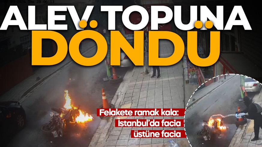 Faciaya ramak kala! Motosiklet alev topuna döndü: Su bidonuyla müdahale