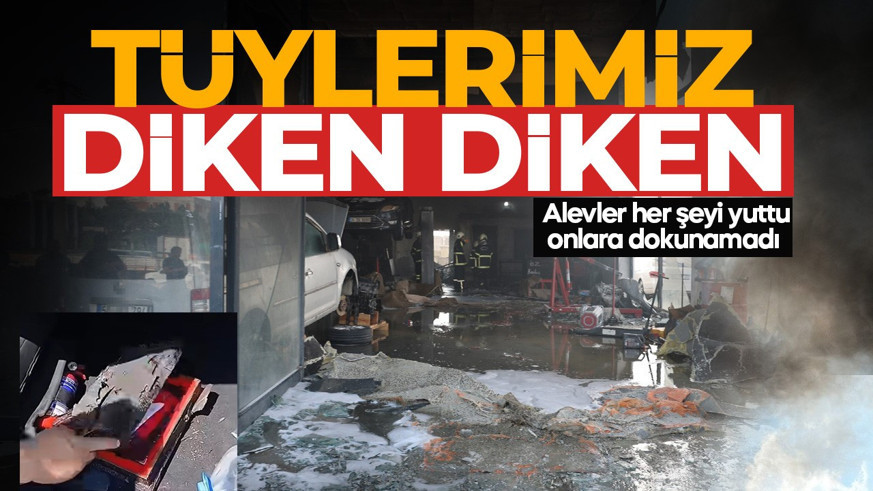 Görenlerin tüyleri diken diken oldu! Korkunç yangında dükkan kullanılamaz halde geldi! O iki şeye ısı bile işlemedi