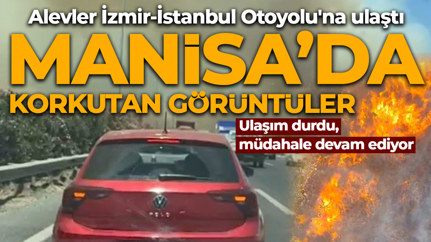 Manisa'da orman yangını! Alevler İzmir-İstanbul Otoyolu'na ulaştı, ulaşım durdu