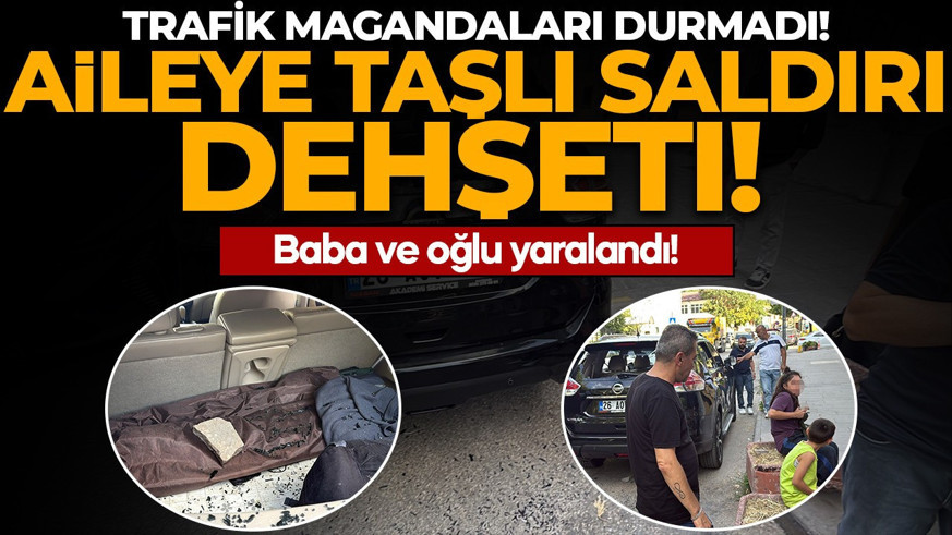 Trafik magandaları durmadı! Taşlı saldırı ile dehşeti yaşattılar: Korku dolu anlar kamerada