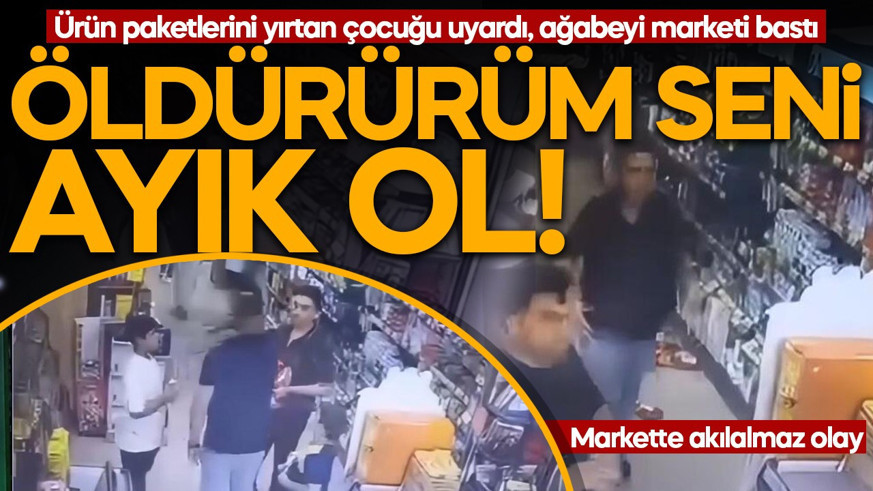 Markette pes dedirten olay! Ürün paketlerini yırtan çocuğu uyardı, ağabeyi marketi bastı: Öldürürüm seni ayık ol