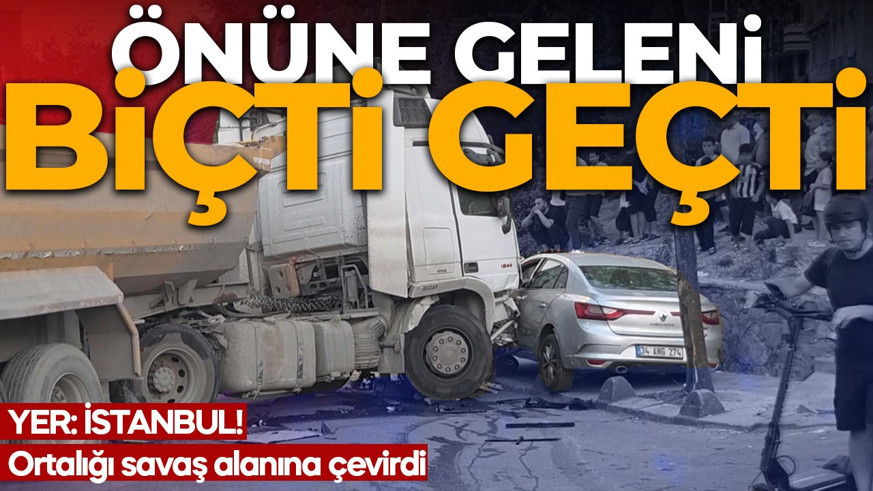 Araçları biçti geçti! Hafriyat kamyonu ortalığı savaş alalına çevirdi