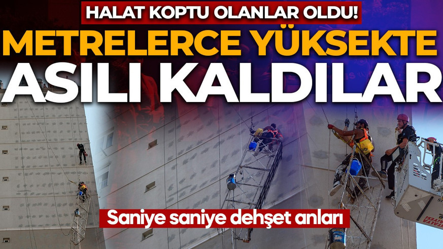 Saniye saniye dehşet! Halat koptu olanlar oldu: Metrelerce yüksekte asılı kaldılar