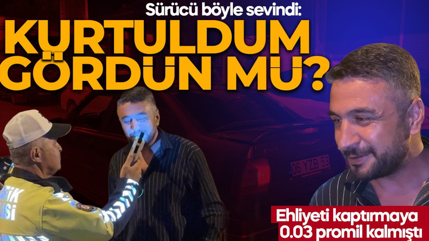 Ehliyeti kaptırmaya 0.03 promil kalmıştı! Sürücünün alkol testindeki sevinci kamerada: Kurtuldum, gördün mü?