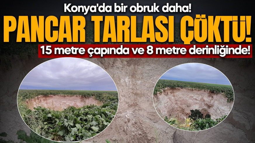 Konya'da bir obruk daha! Pancar tarlası çöktü: Görenler neye uğradığını şaşırdı