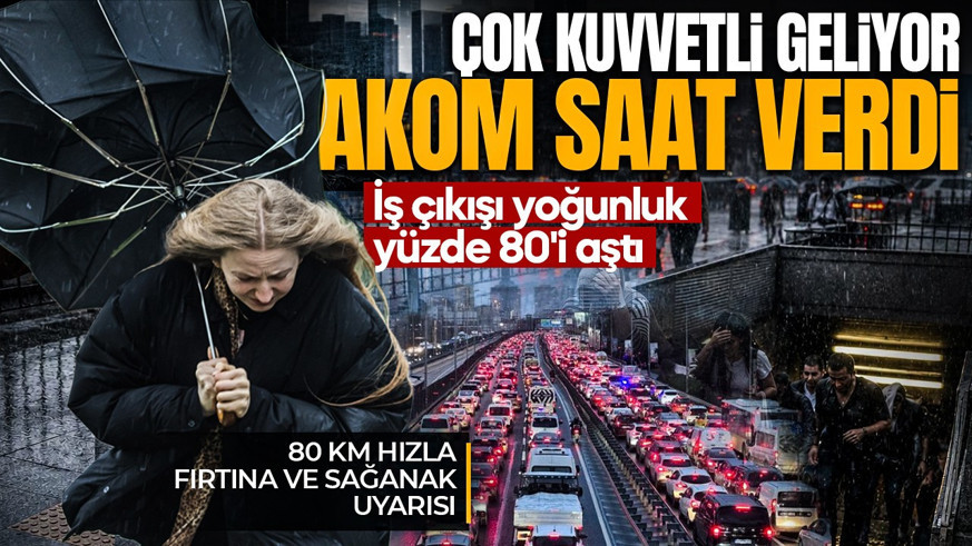 İstanbul için fırtına ve sağanak uyarısı: AKOM saat verdi! Trafik durma noktasına geldi