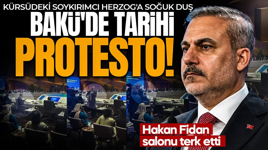 Bakü'de tarihi protesto! Kürsüdeki soykırımcı Herzog'a soğuk duş: Hakan Fidan salonu terk etti