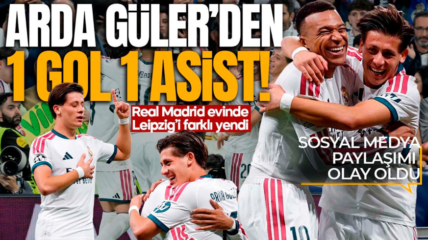 Arda Güler, 1 gol, 1 asistle yıldızlaştı! Real Madrid, Leipzig’i evinde farklı yendi