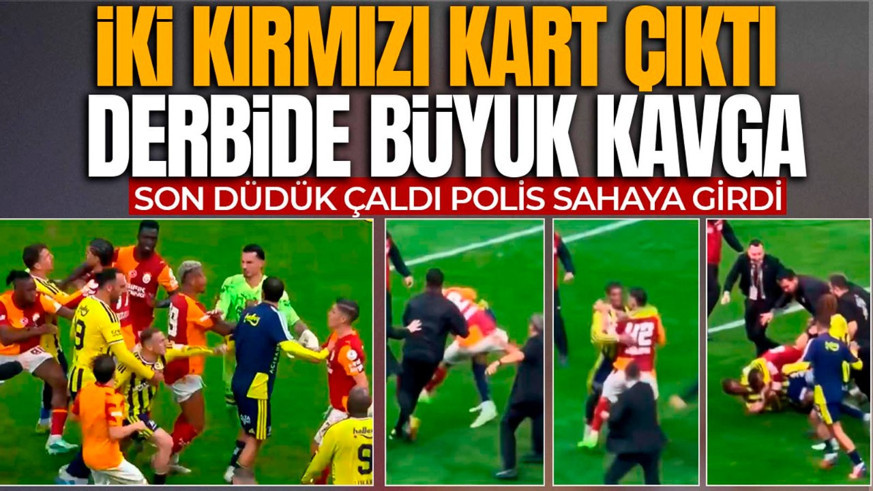 Derbi bitti ortalık karıştı! Kavga çıktı, polis sahaya girdi! İki kırmızı kart çıktı