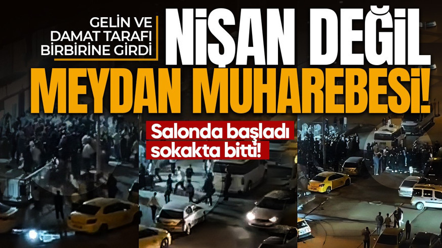Salonda başladı sokakta bitti! Nişan töreni meydan savaşına döndü: Gelin ve damat tarafı birbirine girdi